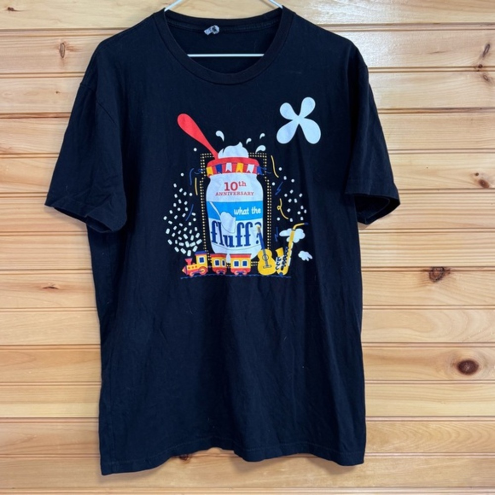 What the Fluff? 10th anniversary Fluffernutter Black Graphic T-Shirt Large